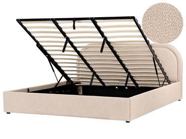 Lit ottoman Bouclé QUILLIEN 180 x 200 cm Beige