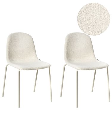 Lot de 2 chaises de conférence LOMA Bouclé Blanc cassé