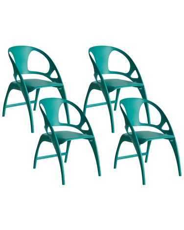 Lot de 4 chaises de jardin NEMI Pliant Bleu paon