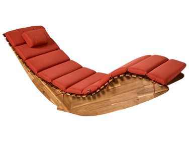 Ligstoel met kussen BRESCIA PREMIUM Acaciahout Rood