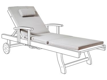 Kussen voor ligstoel TOSCANA/JAVA/AMANTEA PREMIUM 189 x 58 cm Lichtgrijs