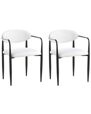 Lot de 2 chaises de salle à manger TANEVIK Tissu Blanc cassé