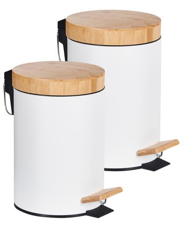 Lot de 2 poubelles à pédale 3 L ECOSMART Métal Blanc