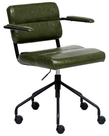 Desk Chair CANDOR Faux Leather Dark Green