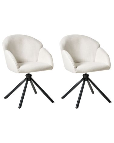 Lot de 2 chaises de salle à manger MAYBEE Tissu Blanc cassé