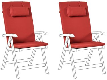 Lot de 2 coussins de jardin JAVA/AMANTEA PREMIUM 50 x 71 cm Rouge