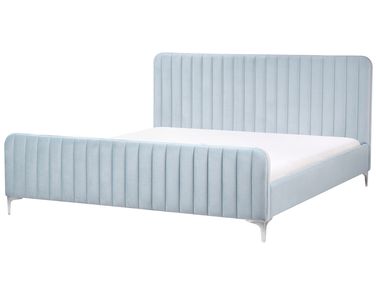 Lit avec sommier Velours LUNAN 180 x 200 cm Bleu clair