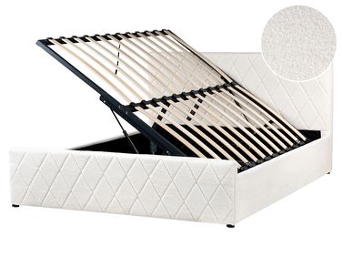 Ottoman Bed Boucle ROCHEFORT 160 x 200 cm (EU King Size) Off-White