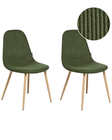 Lot de 2 chaises de salle à manger HILDEN Velours côtelé Vert