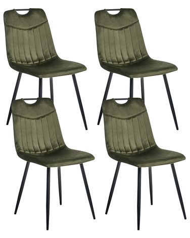 Lot de 4 chaises de salle à manger ARGYLE Velours Vert foncé