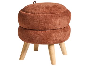 Pouf de rangement HAWLEY Tissu chenille Marron doré