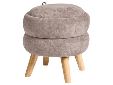 Pouf de rangement HAWLEY Tissu chenille Taupe
