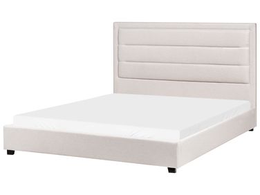 Lit avec sommier Tissu ROUEN 160 x 200 cm Beige clair