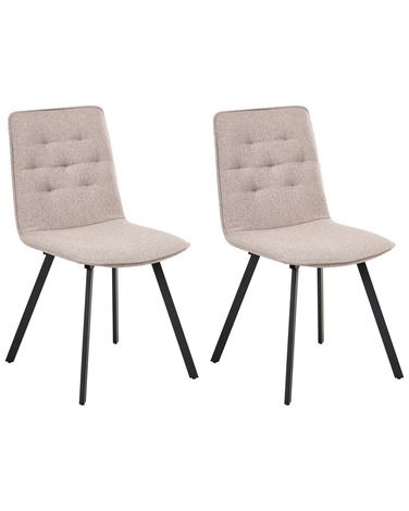 Lot de 2 chaises de salle à manger CARVER Tissu Marron clair