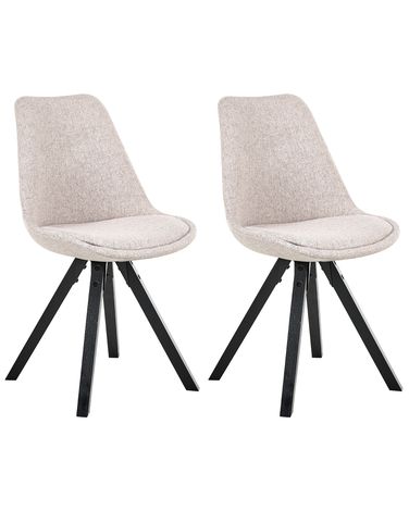 Lot de 2 chaises de salle à manger HEDLEY Tissu Beige