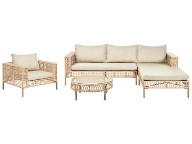 Loungeset met tafel 4-zits CALASETTA linkszijdig PE rotan Beige