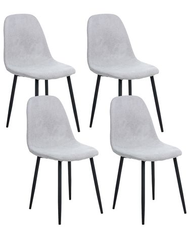 Lot de 4 chaises de salle à manger CRANDALL Tissu Gris clair