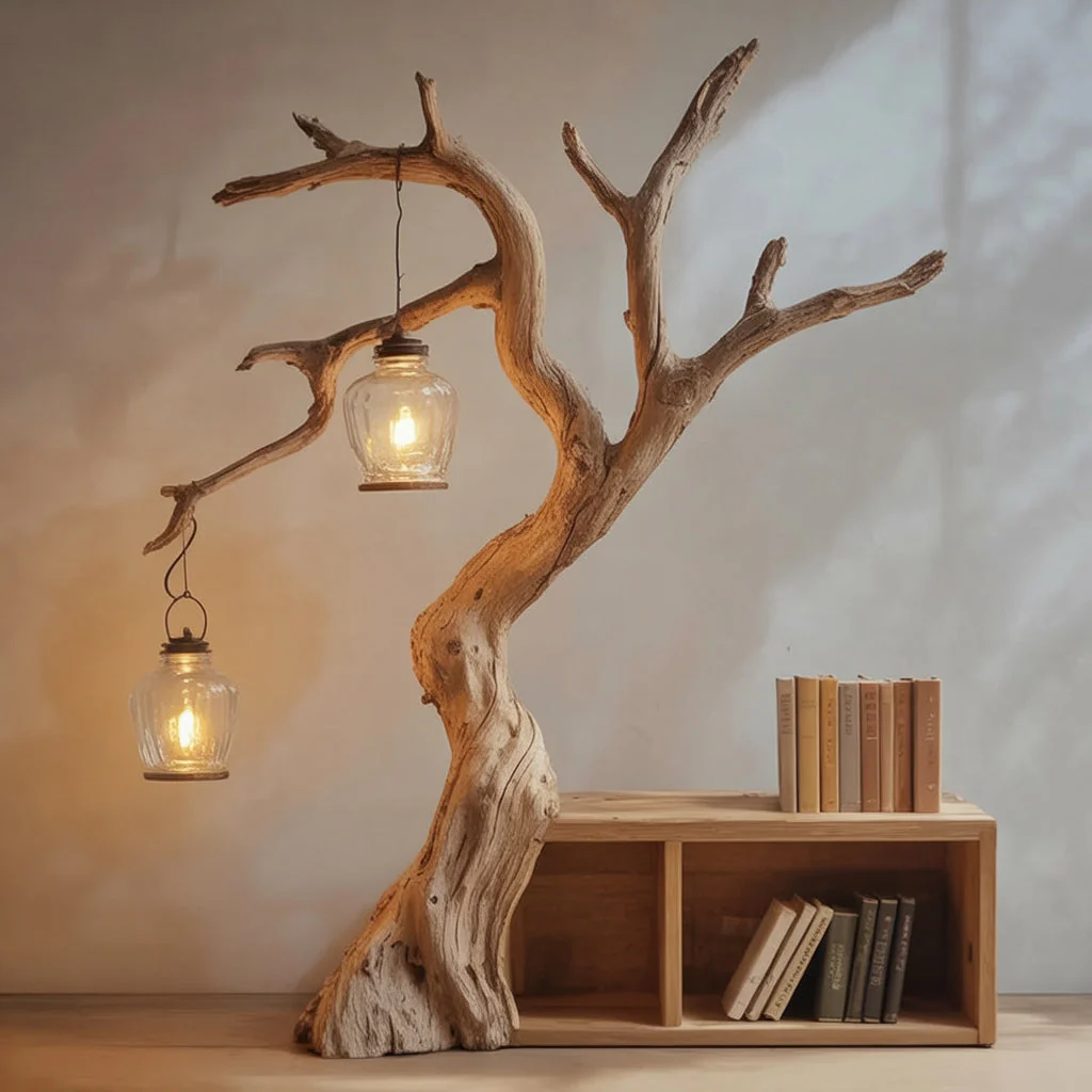 Minimalistische Staande Vloerlamp – Houten Vintage Lamp voor Interieurdecoratie