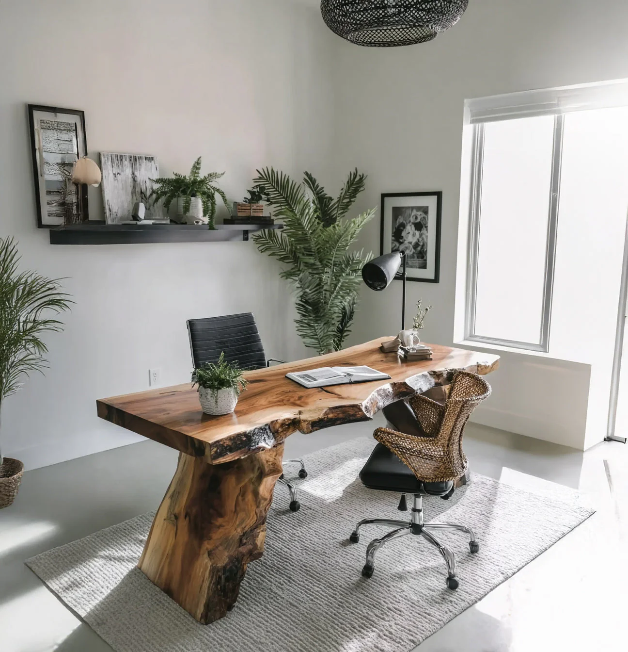 Rustiek Live-Edge Houten Bureau – Handgemaakt voor Thuiskantoor of Leeshoek