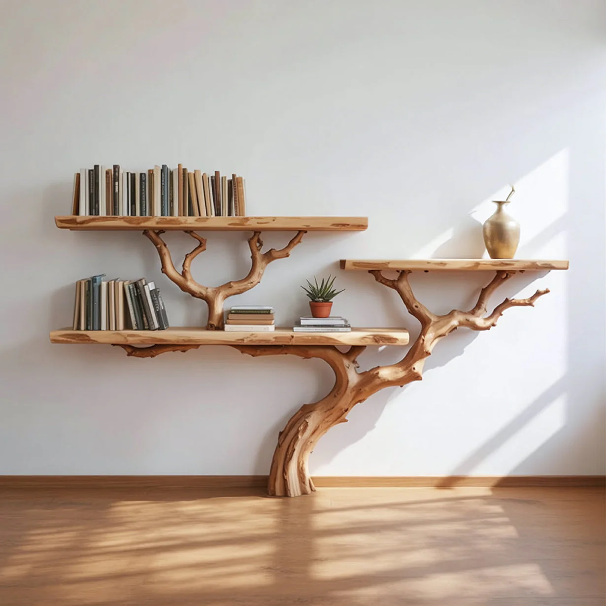 Staande Boomtak Boekenkast van Massief Hout met Live Edge