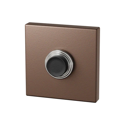 Beldrukker vierkant met zwarte button | GPF | bruin