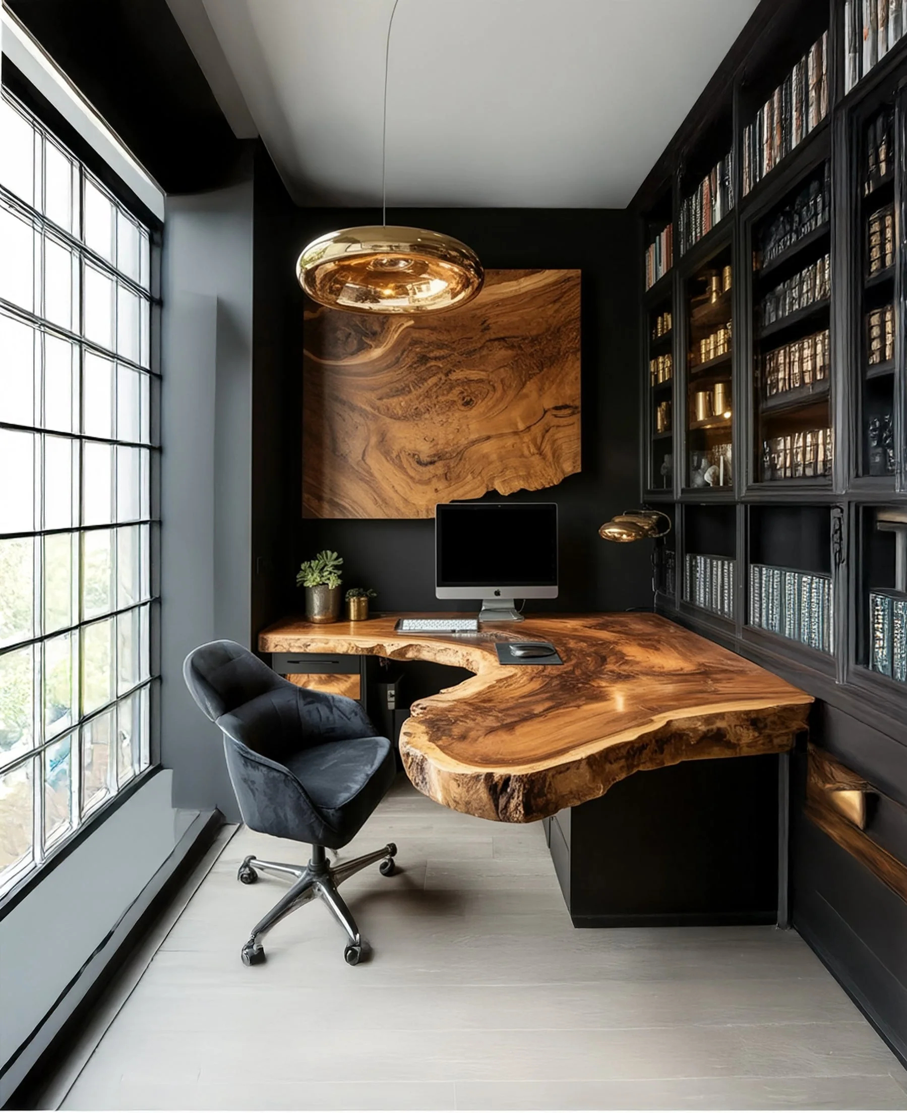 Handgemaakt Live Edge Zwevend Bureau – Wandbureau met Uniek Ontwerp, Minimalistische Werkplek