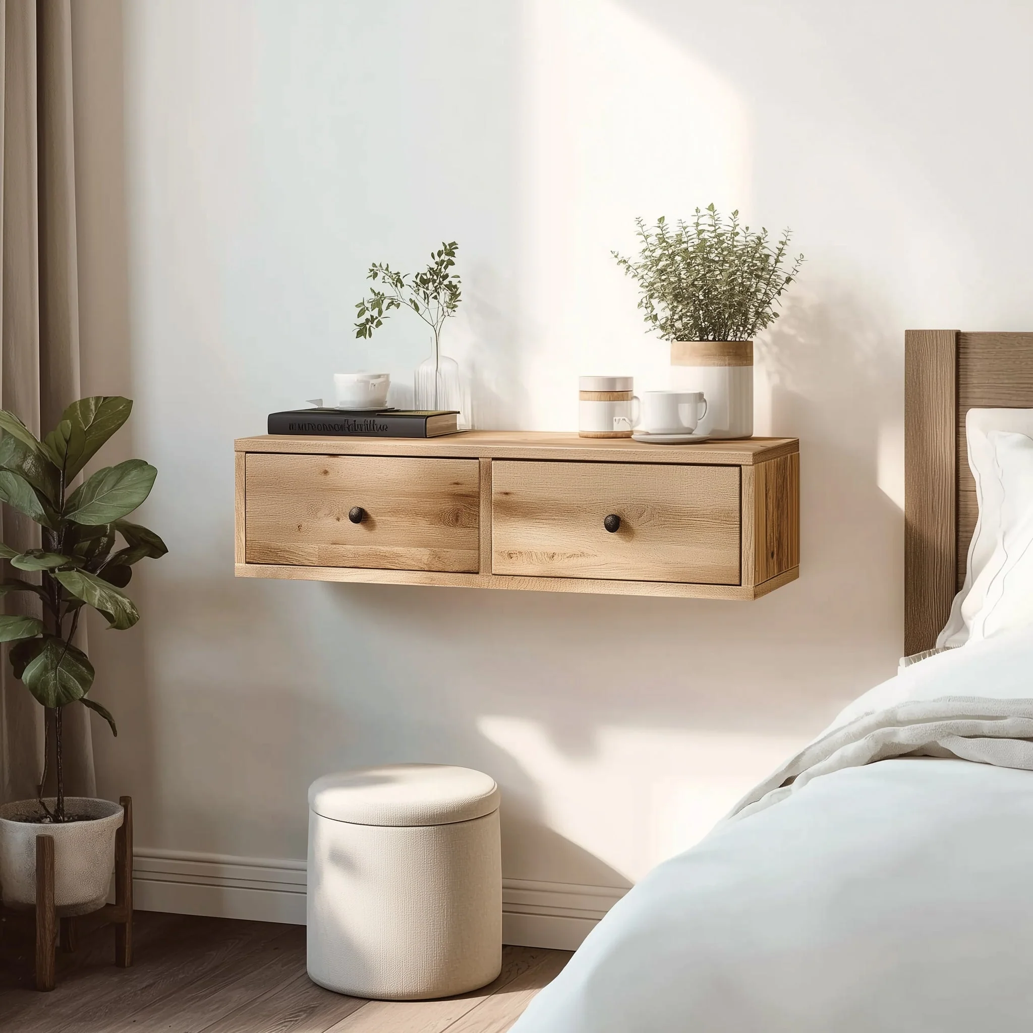 Nachttafeltje van Gerecycled Hout – Rustiek Massief Houten Nachtkastje, Handgemaakt Slaapkamer Decor & Housewarming Geschenk